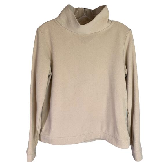 Dudley Stephens Sweater Womens Sz M Beige Park Slope Vello Fleece Turtleneck Top - Picture 1 of 10